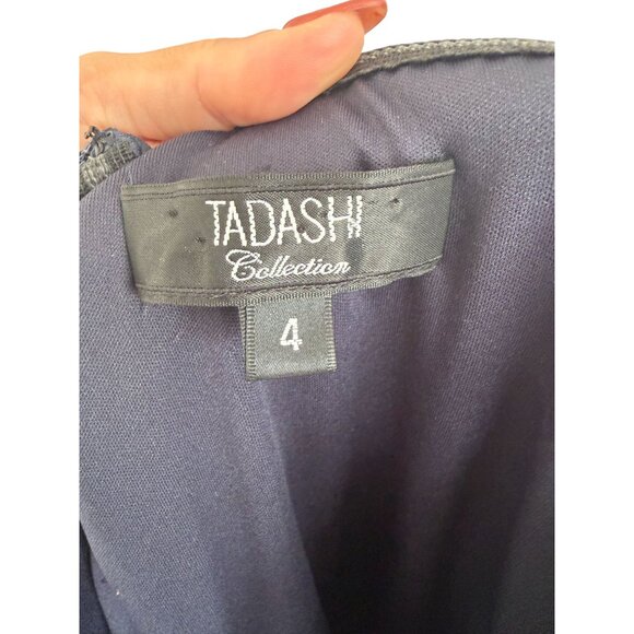 TADSHI SHOJI Vintage Navy Blue Maxi Occasion Gown Size 4 - Picture 3 of 14